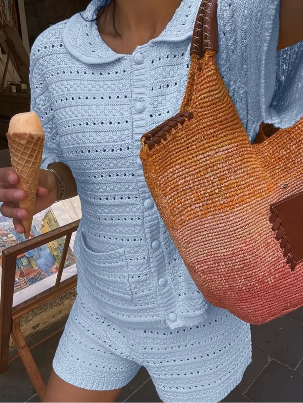 Light Blue Crochet Short Set - Picture 3 of 5